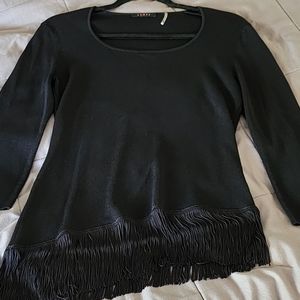 Cyrus Women's Nylon Knit Stretch Shirt With Tassles